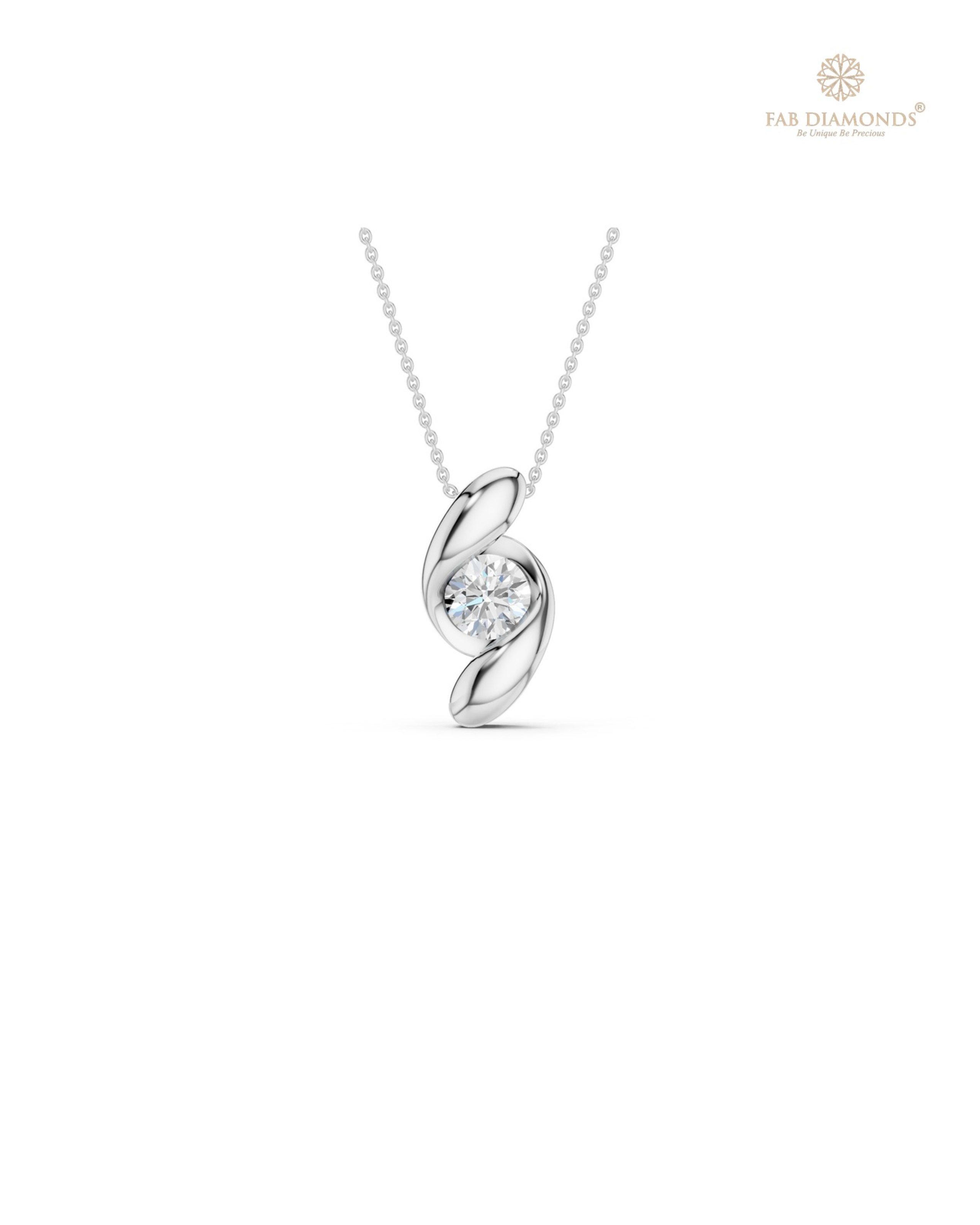 The PS06462 Floating Solitaire Diamond Pendant (0.33 Cts) on white atelier plate with FAB hallmark