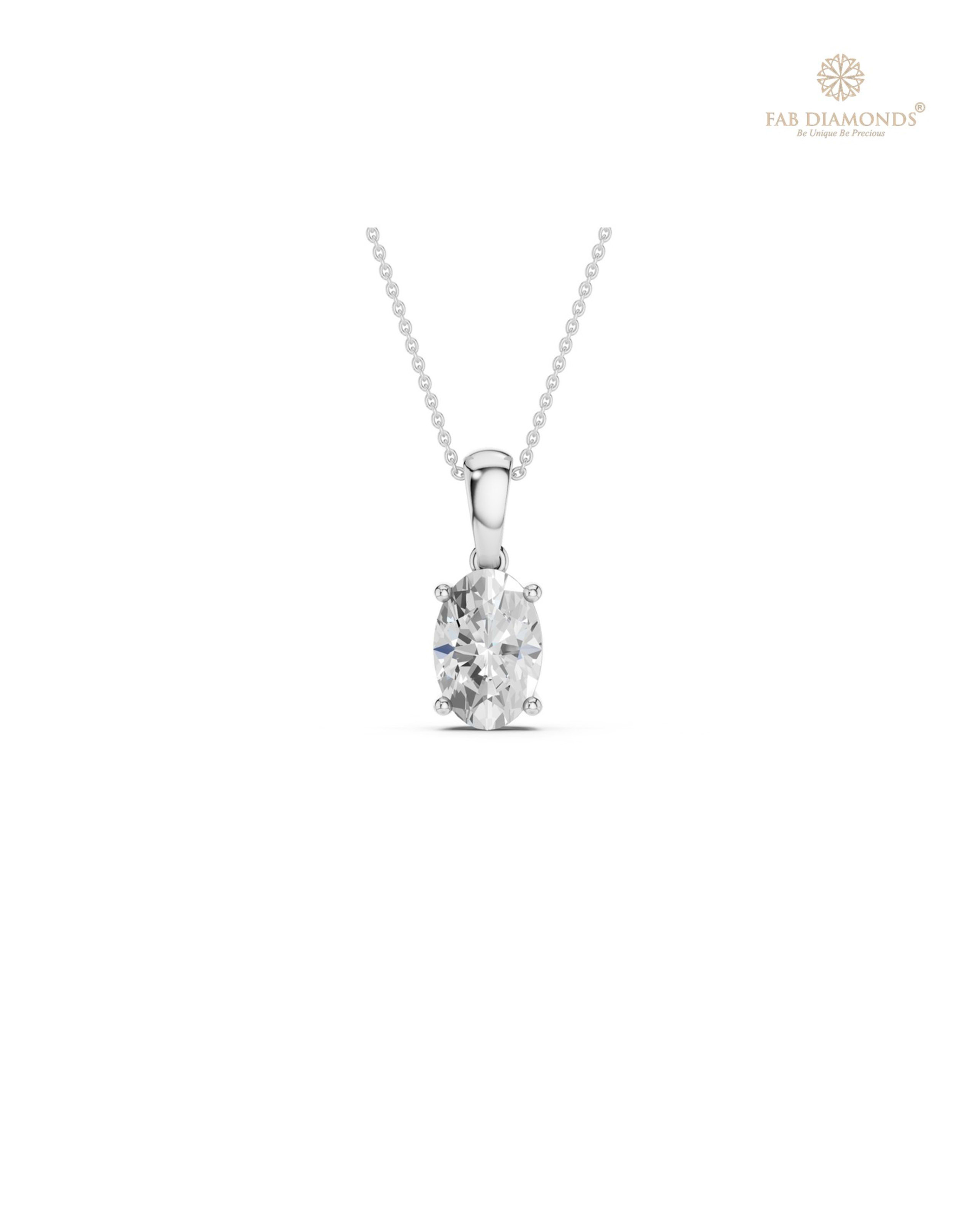 The PS06463 Classic Solitaire Diamond Pendant (1.00 Cts) on white atelier plate with FAB hallmark