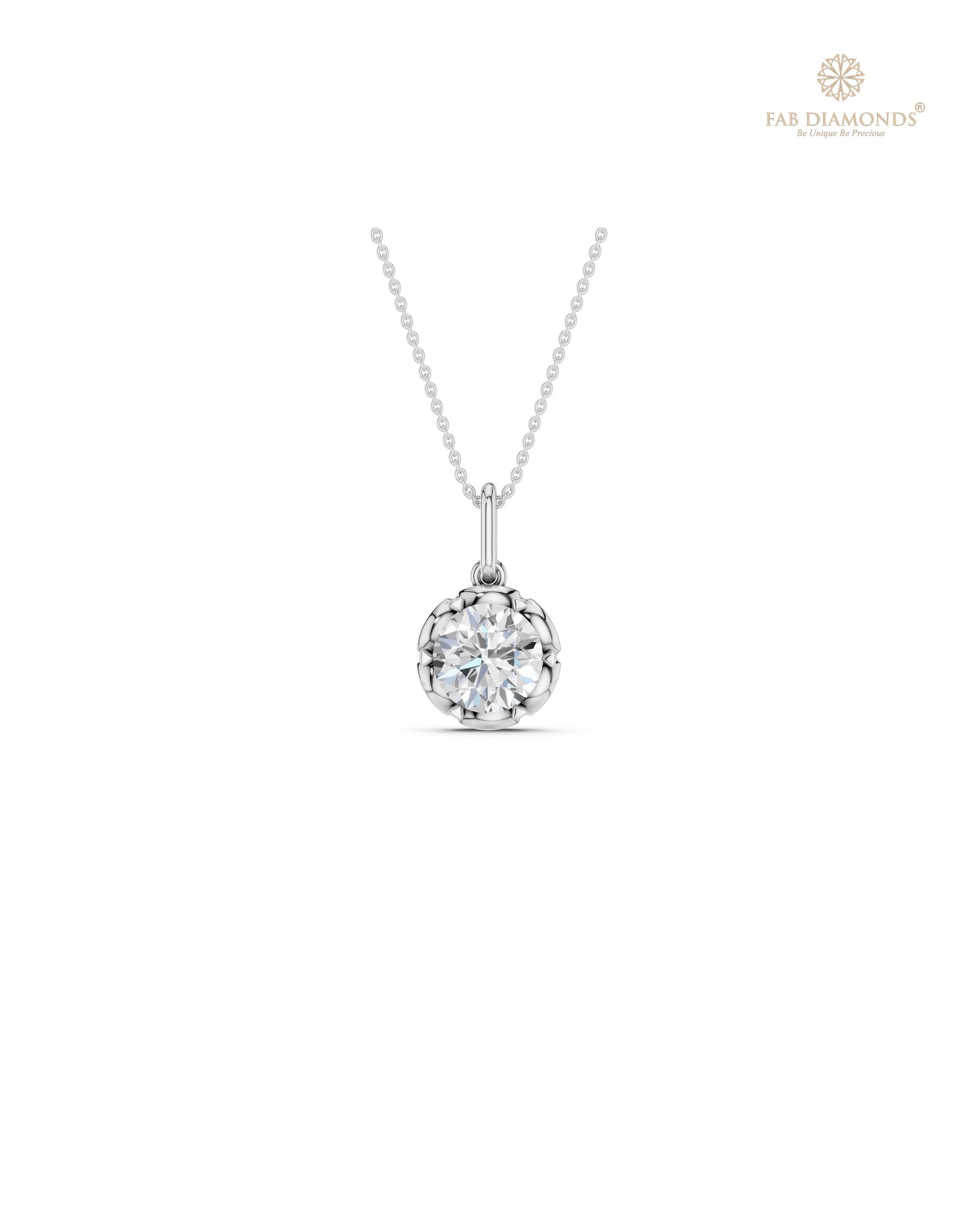 The PS06486 Classic Solitaire Diamond Pendant (1.00 Cts) on white atelier plate with FAB hallmark