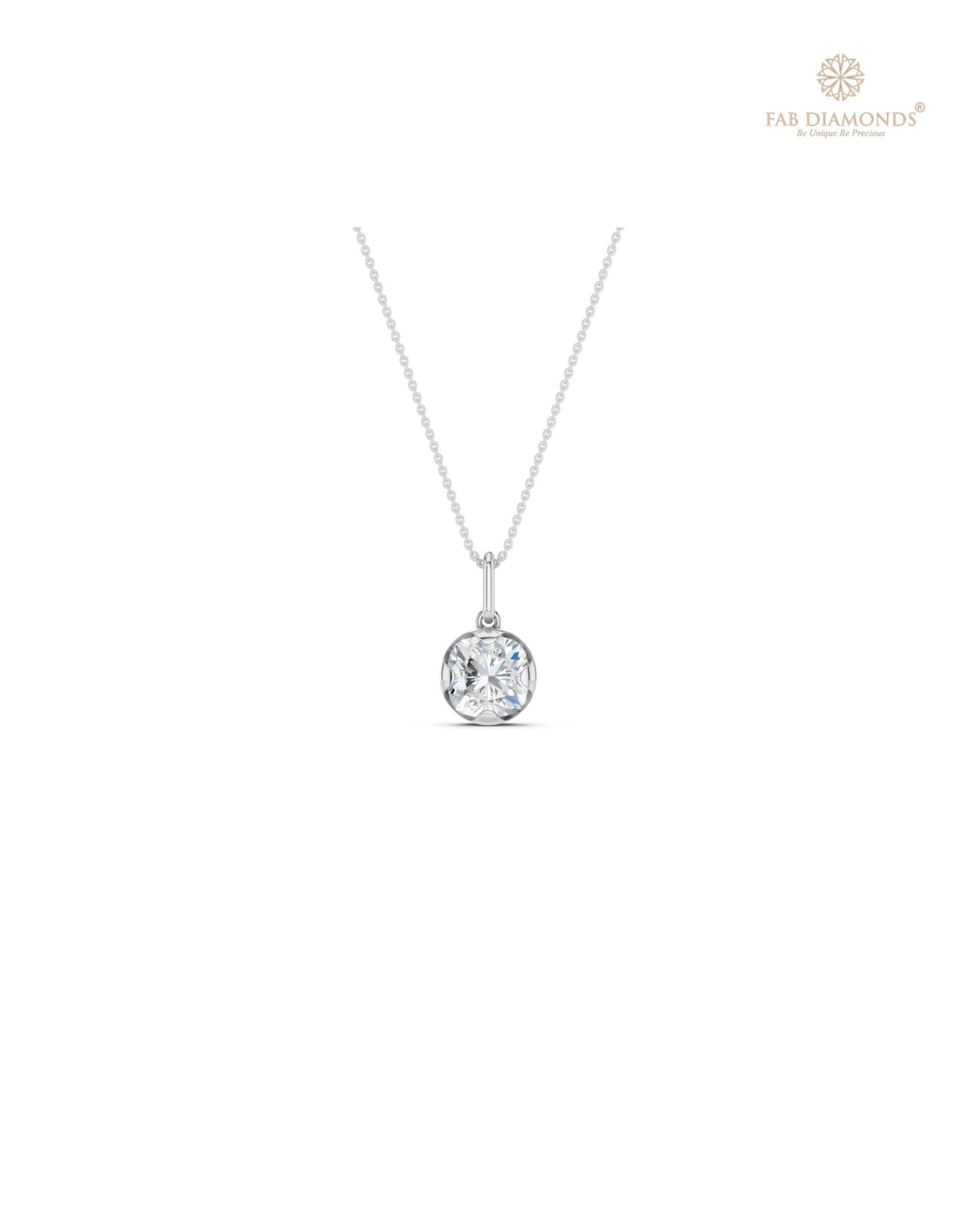 The PS06487 Classic Solitaire Diamond Pendant (1.00 Cts) on white atelier plate with FAB hallmark