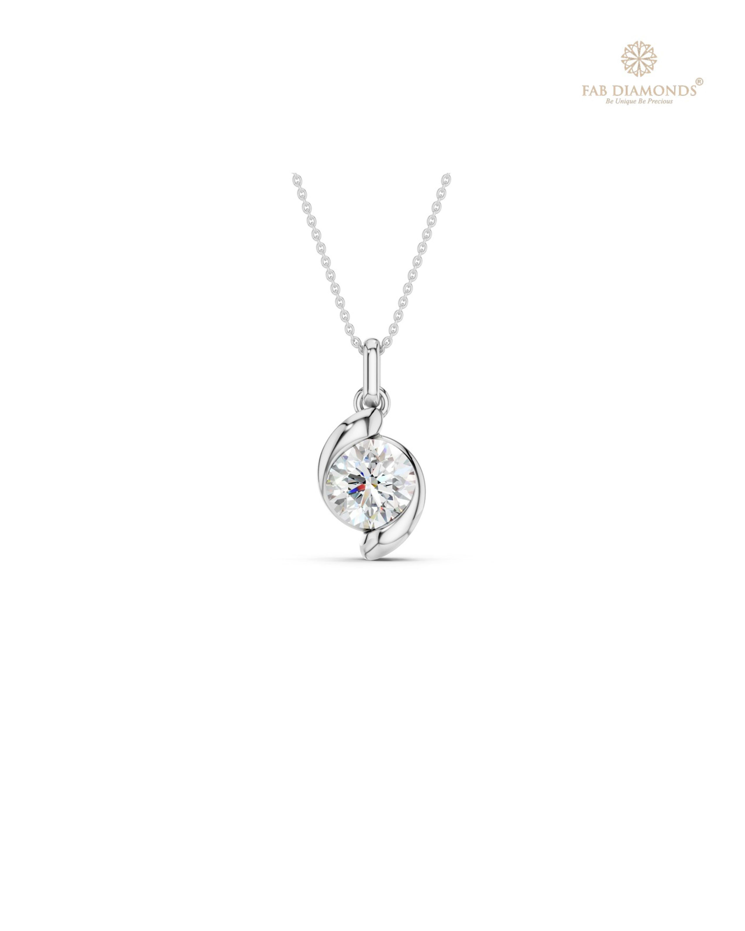 The PS06489 Classic Solitaire Diamond Pendant (1.00 Cts) on white atelier plate with FAB hallmark