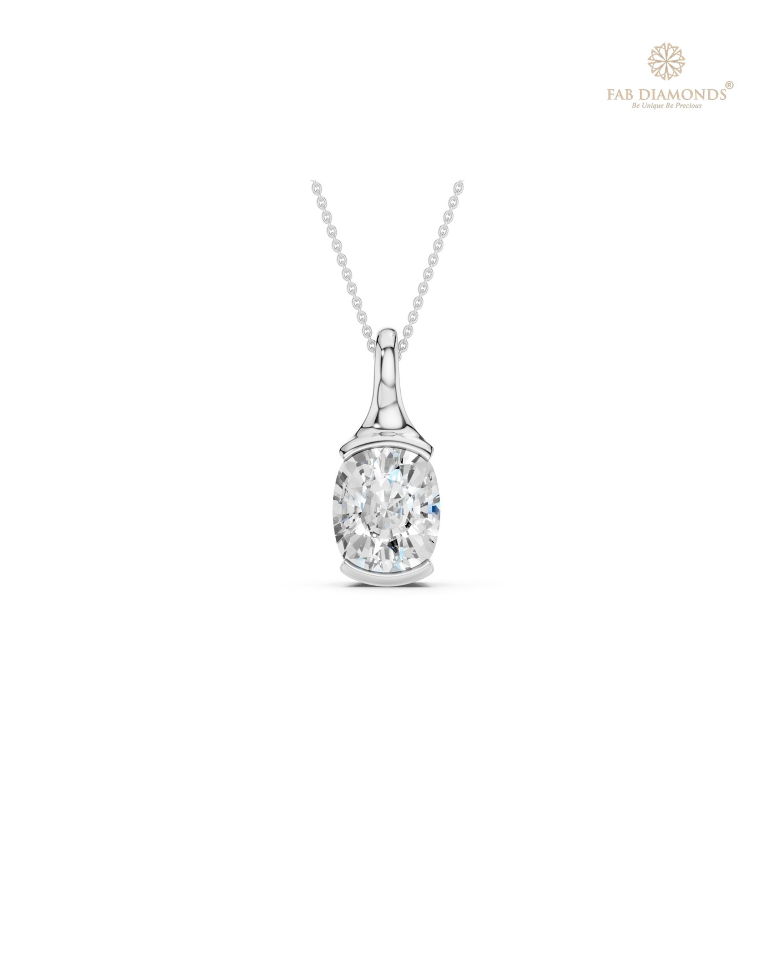 The PS06490 Grand Solitaire Diamond Pendant (2.50 Cts) on white atelier plate with FAB hallmark
