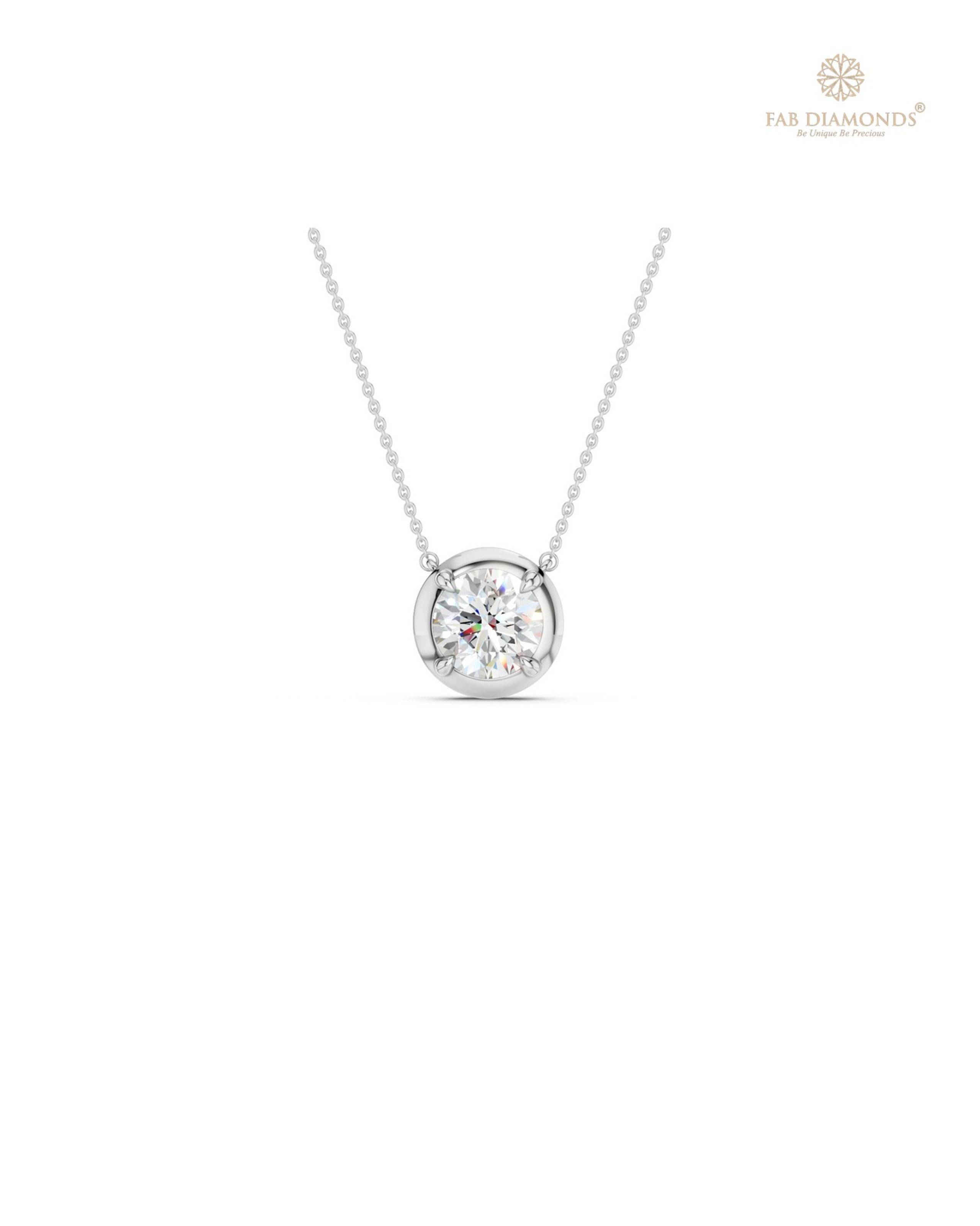 The PS06495 Classic Solitaire Diamond Pendant (1.00 Cts) on white atelier plate with FAB hallmark