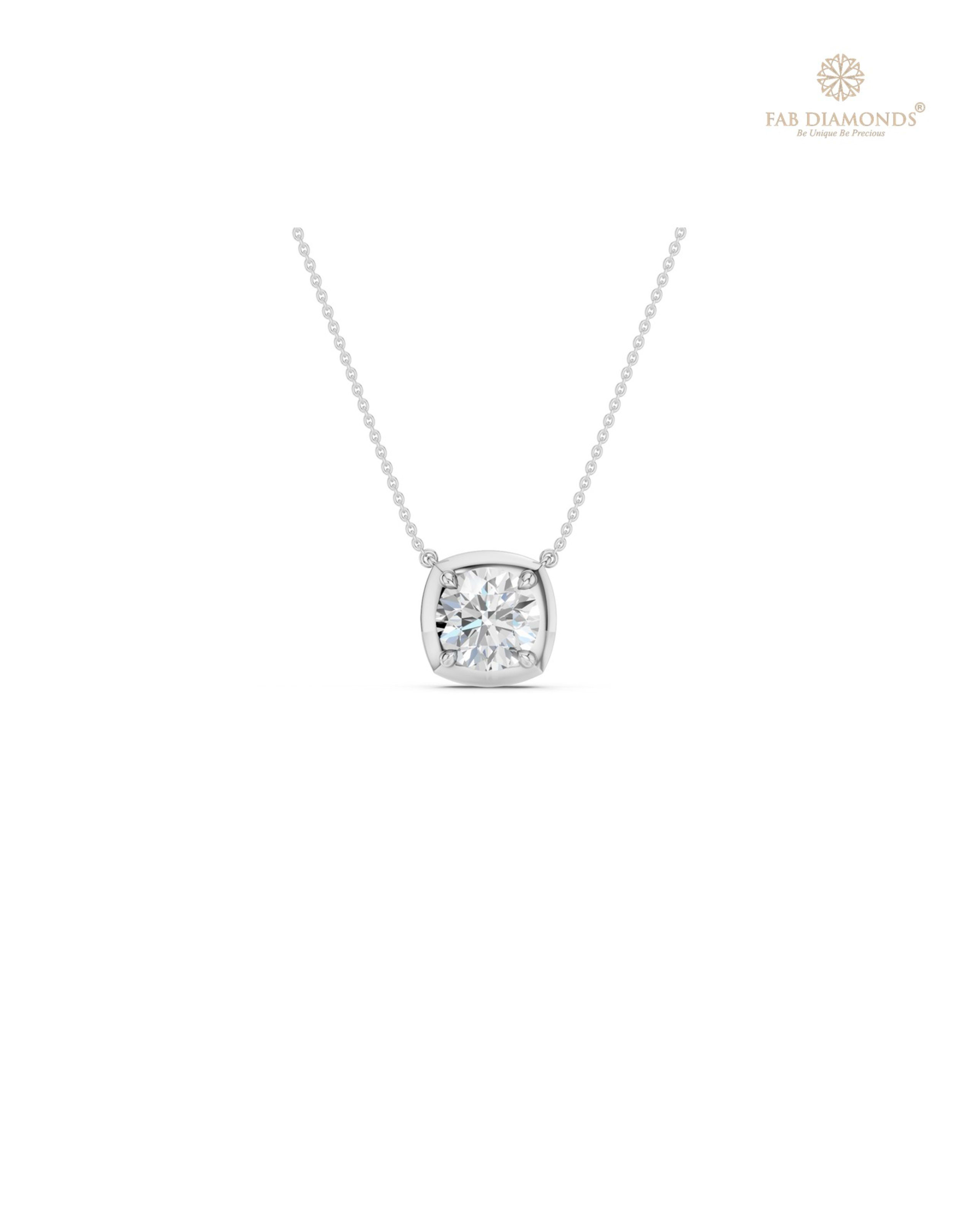 The PS06496 Classic Solitaire Diamond Pendant (1.00 Cts) on white atelier plate with FAB hallmark