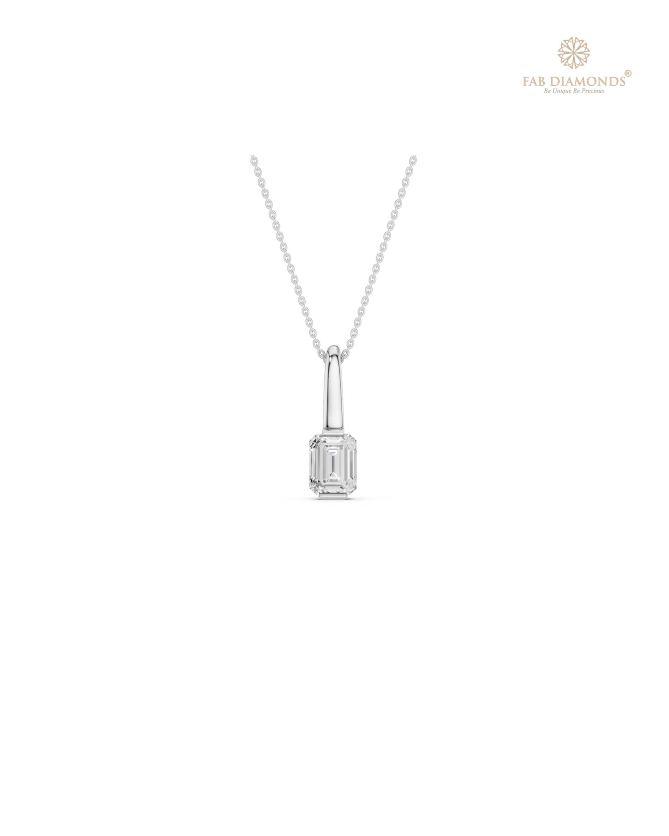 The PS06499 Floating Solitaire Diamond Pendant (0.50 Cts) on white atelier plate with FAB hallmark