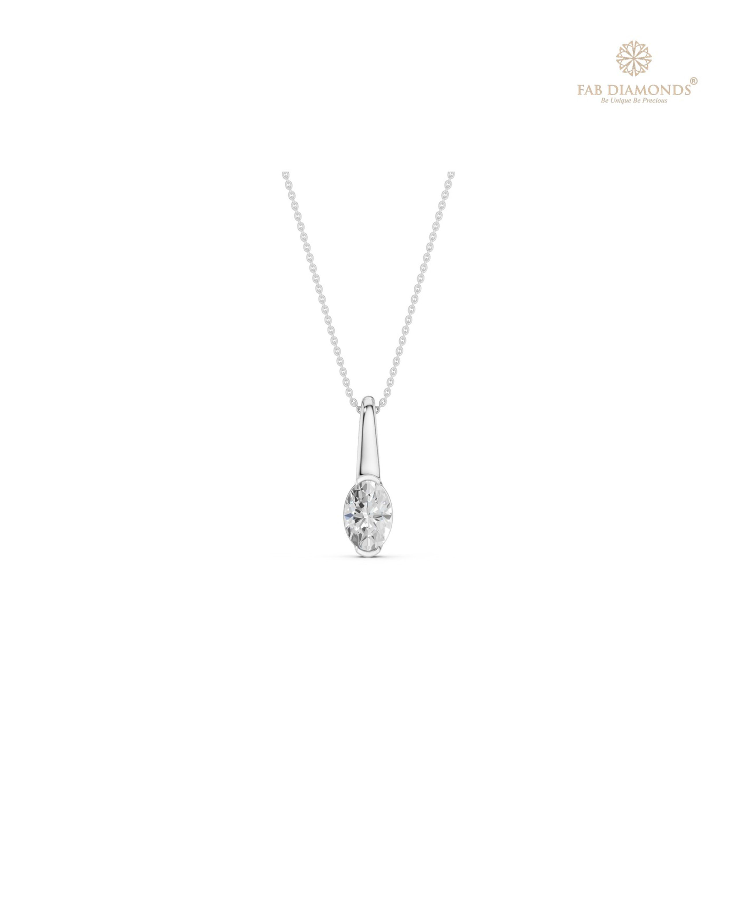 The PS06500 Floating Solitaire Diamond Pendant (0.50 Cts) on white atelier plate with FAB hallmark