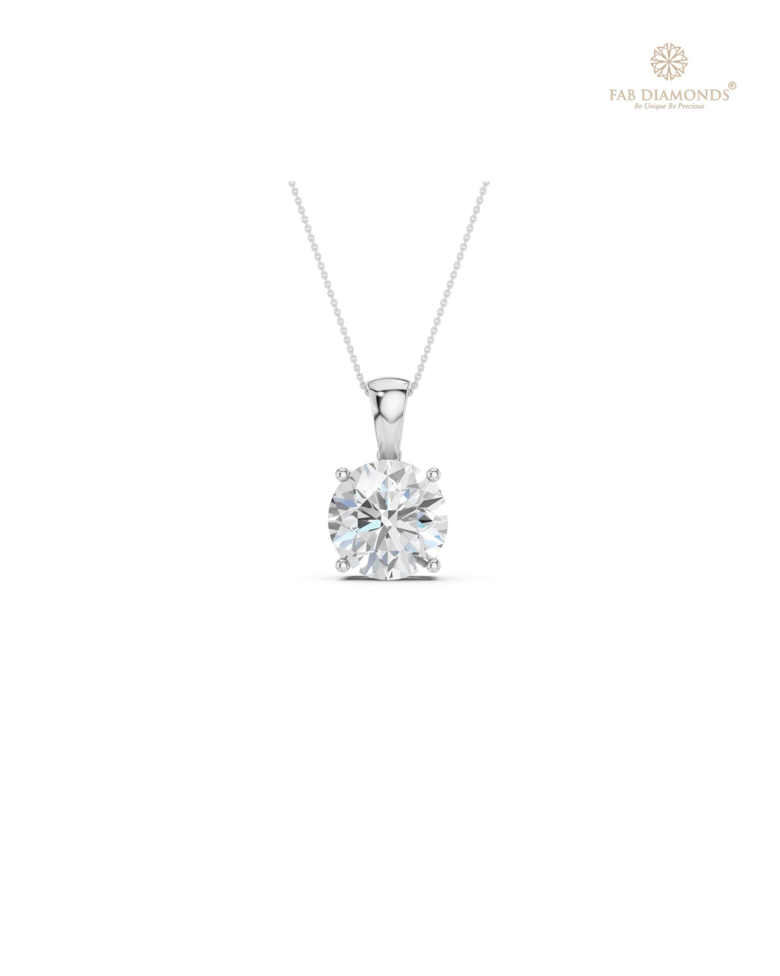 The PS06516 Grand Solitaire Diamond Pendant (4.00 Cts) on white atelier plate with FAB hallmark