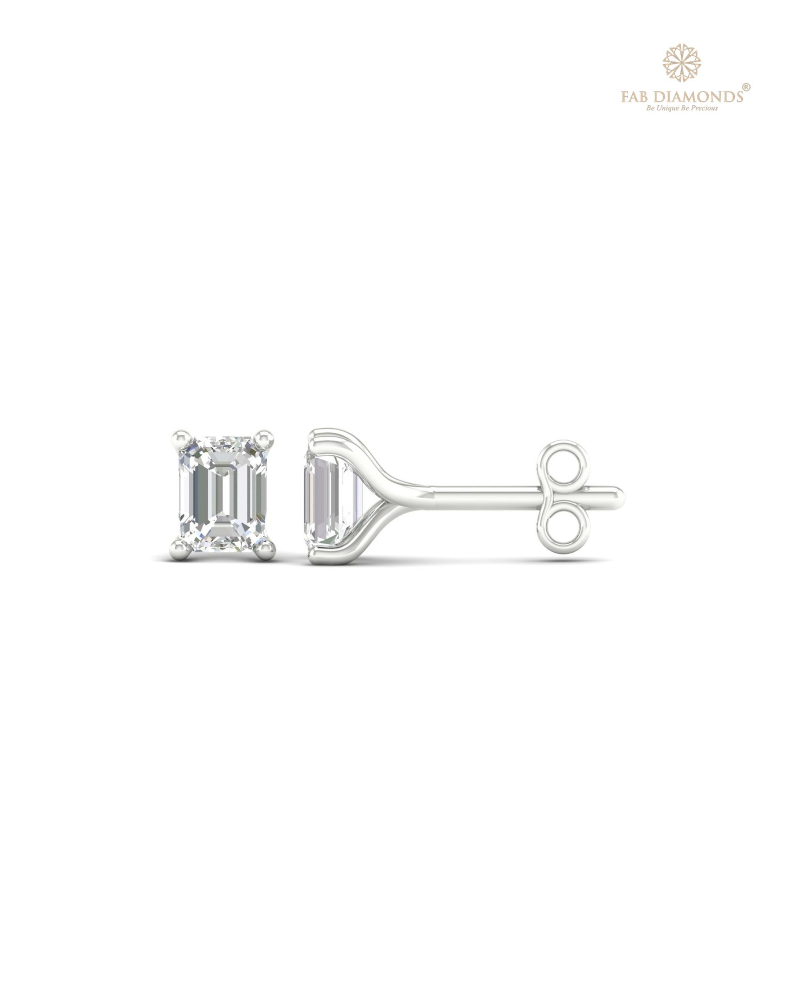 The ES00611 Classic Solitaire Diamond Studs (0.80 Cts) on white atelier plate with FAB hallmark