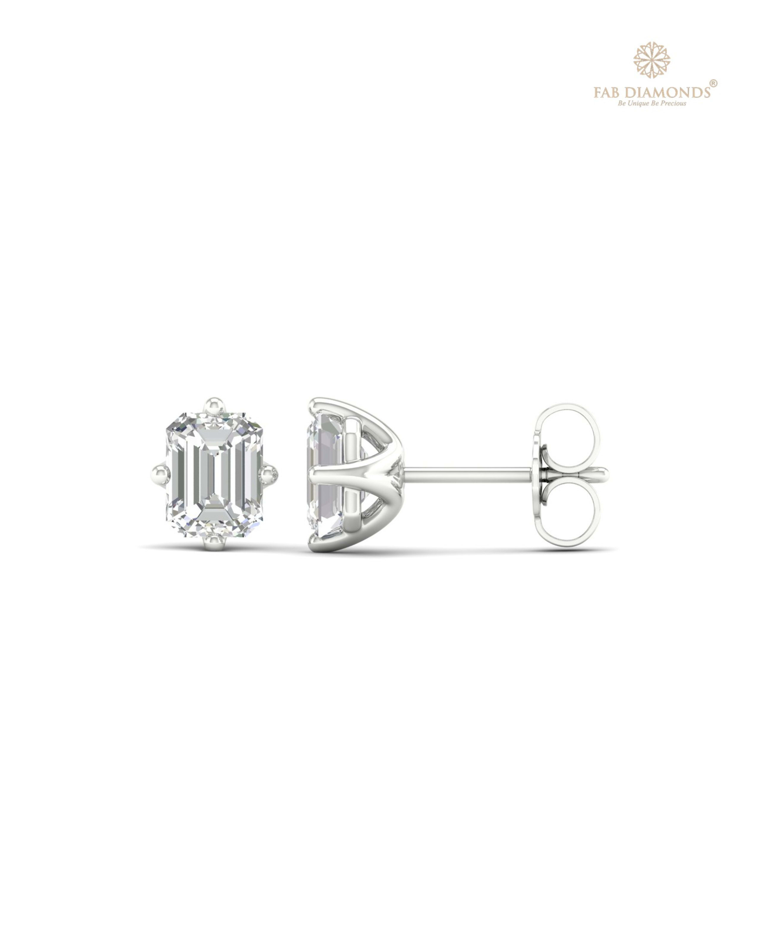 The ES10254 Classic Solitaire Diamond Studs (1.00 Cts) on white atelier plate with FAB hallmark