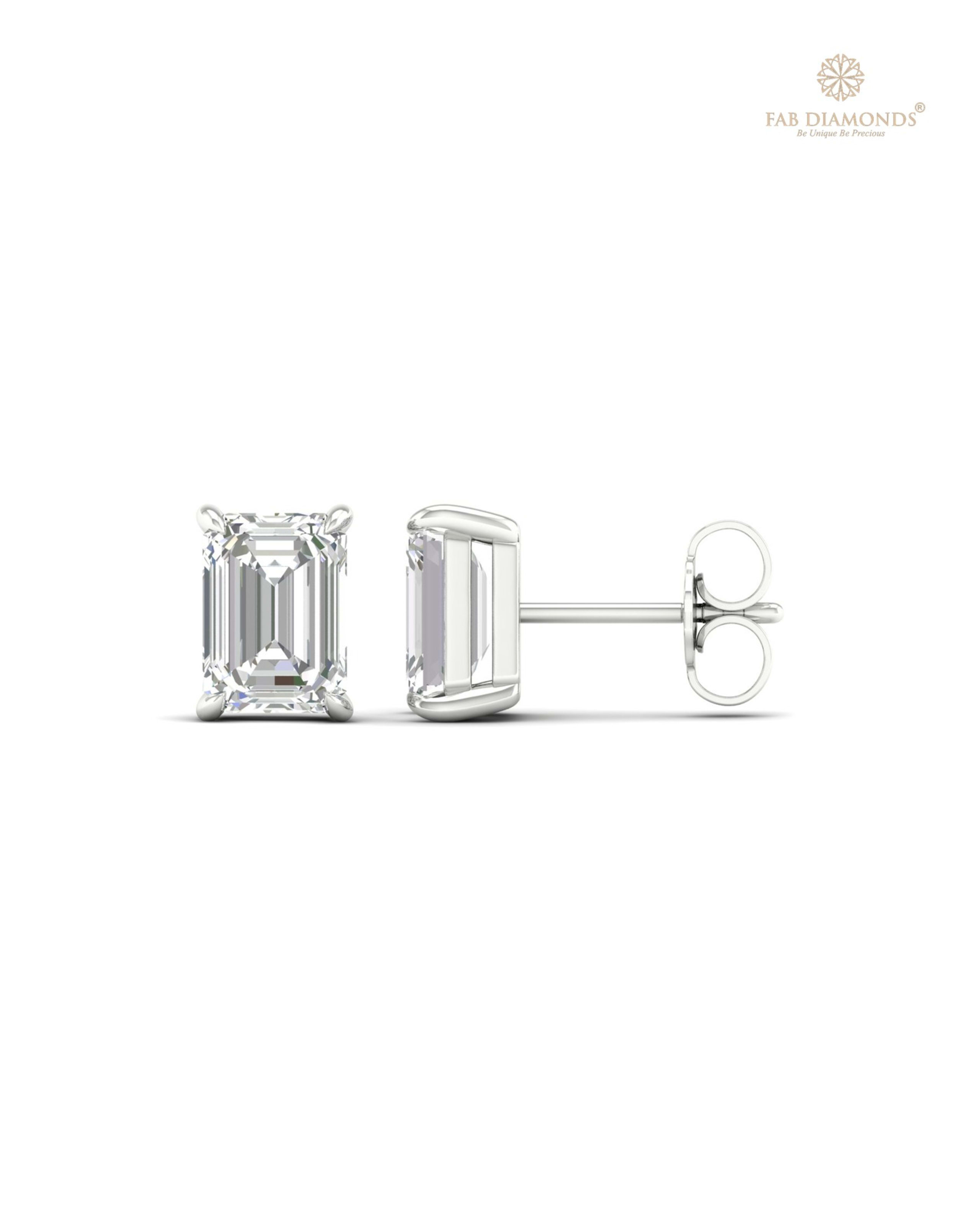 The ES10257 Classic Solitaire Diamond Studs (2.00 Cts) on white atelier plate with FAB hallmark