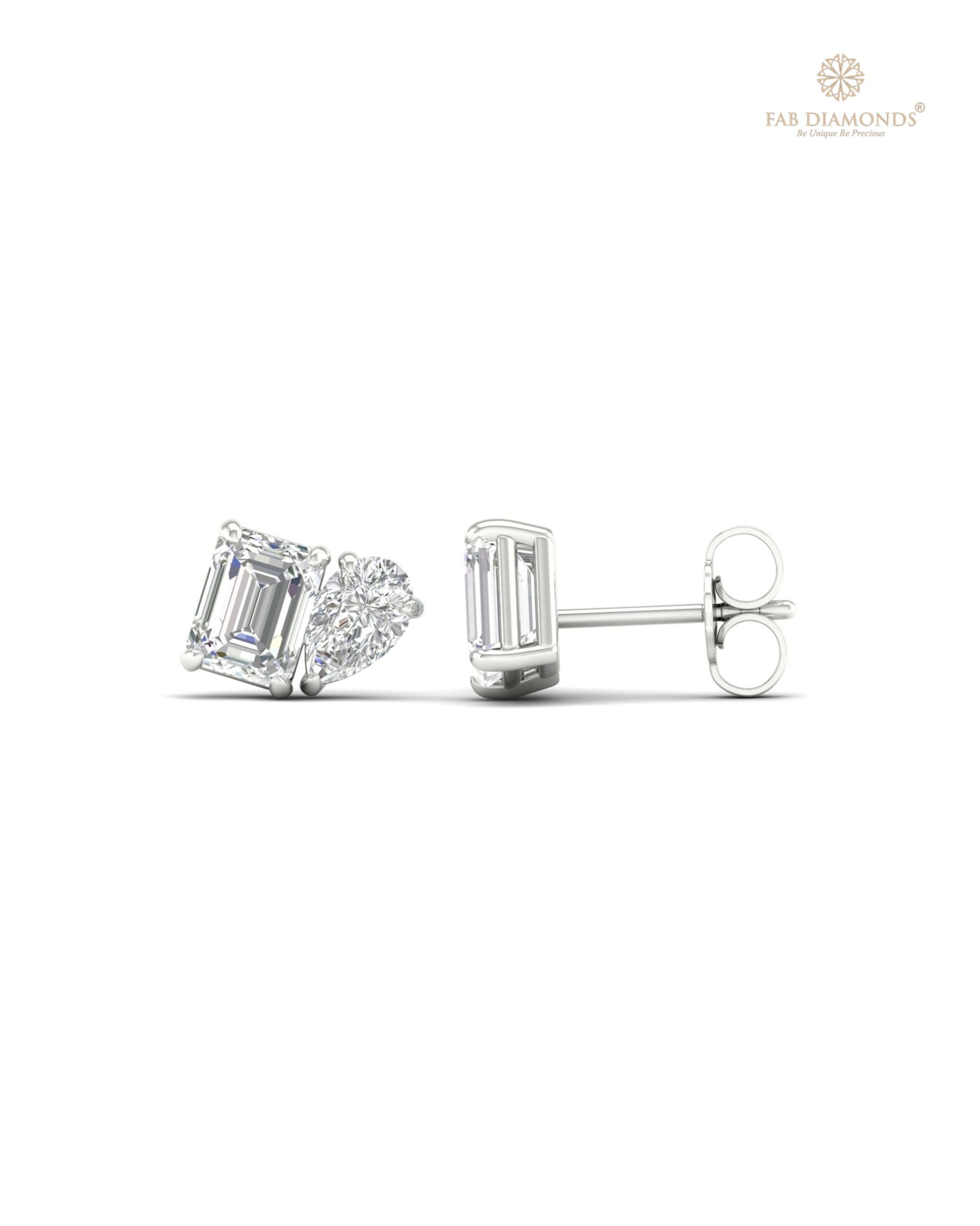 The ES10481 Diamond Halo Diamond Studs (1.70 Cts) on white atelier plate with FAB hallmark