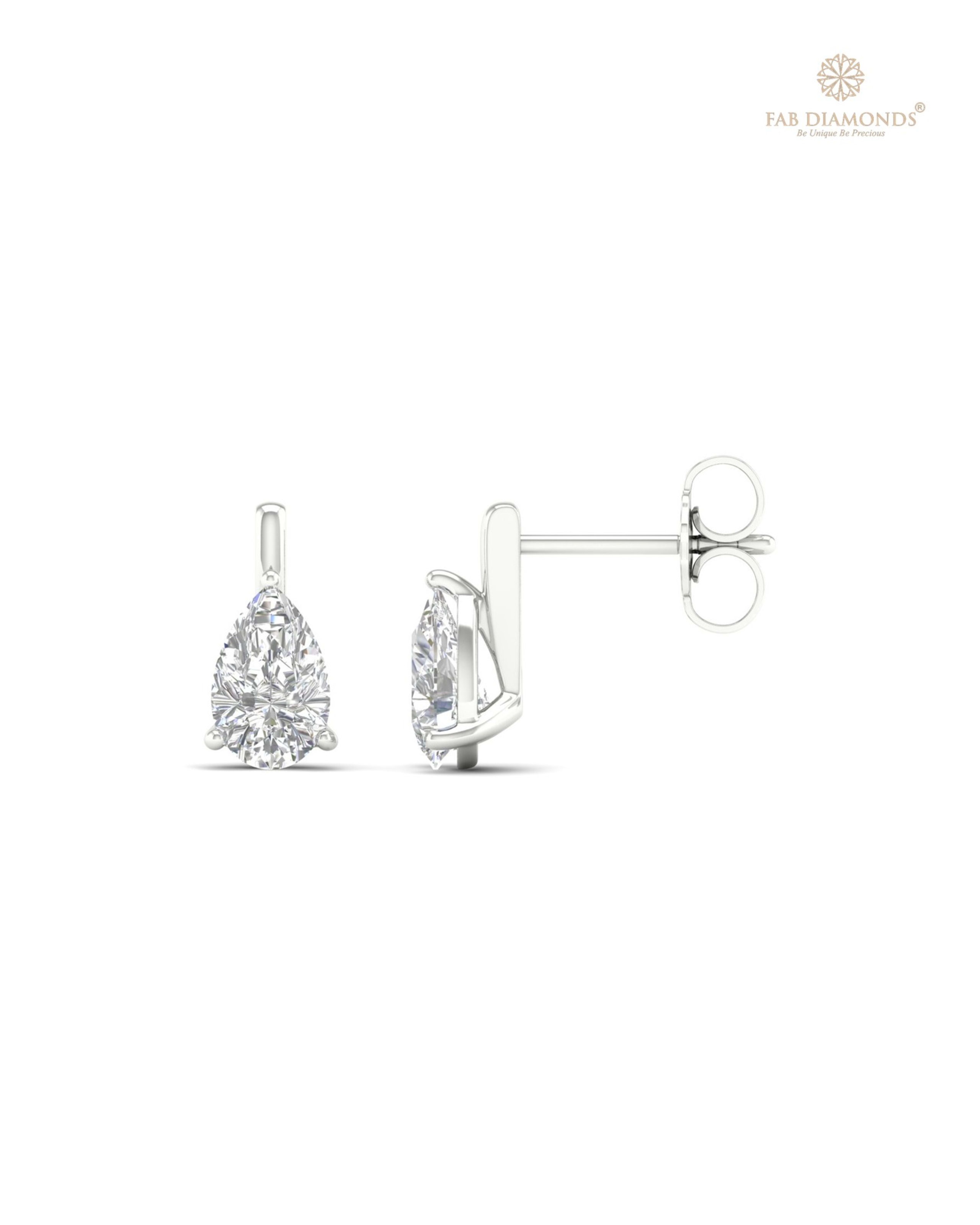 The ES10606 Classic Solitaire Diamond Studs (1.00 Cts) on white atelier plate with FAB hallmark