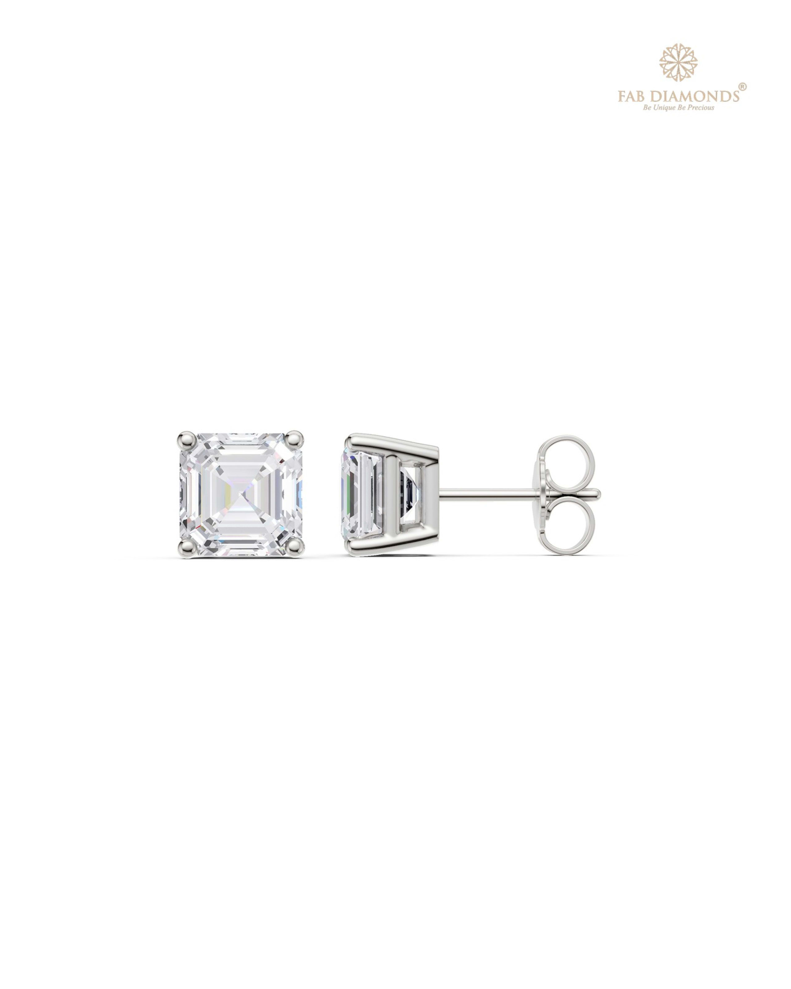 The ES11128 Classic Solitaire Diamond Studs (3.00 Cts) on white atelier plate with FAB hallmark