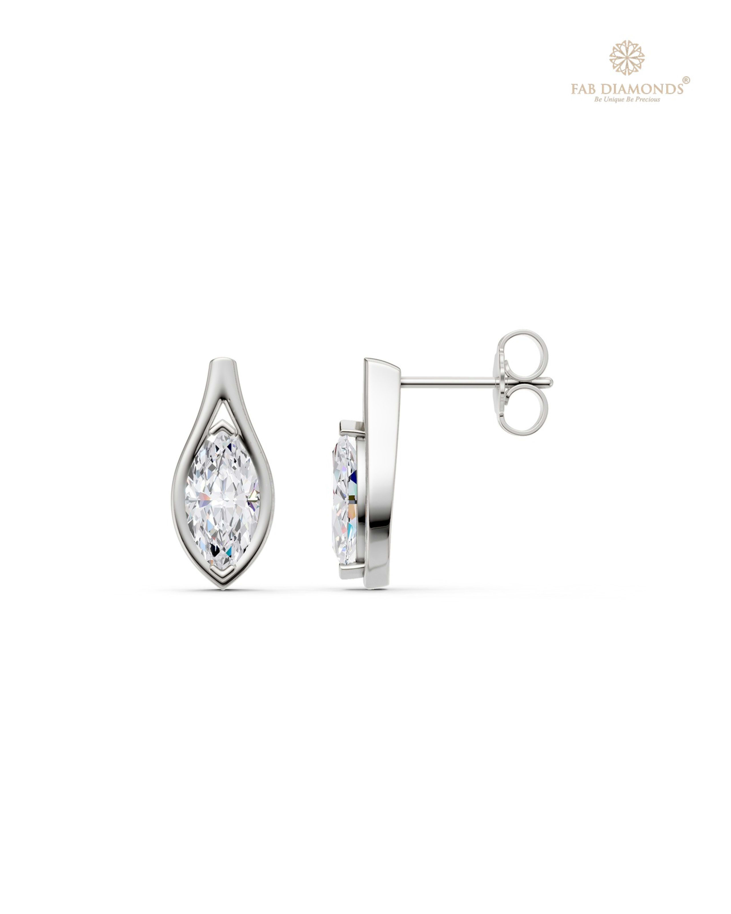 The ES11261 Classic Solitaire Diamond Studs (1.50 Cts) on white atelier plate with FAB hallmark