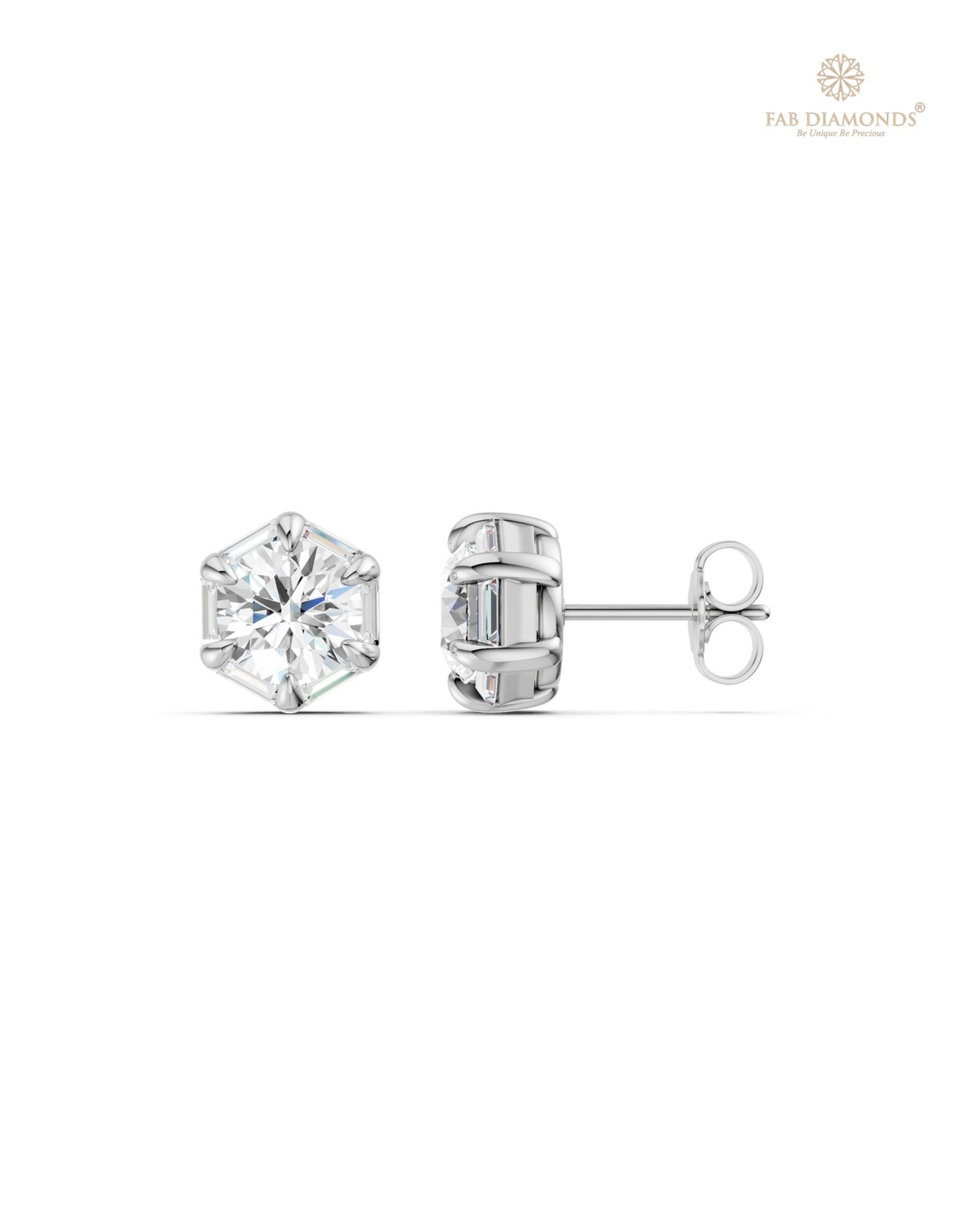 The ES11570 Diamond Halo Diamond Studs (3.50 Cts) on white atelier plate with FAB hallmark