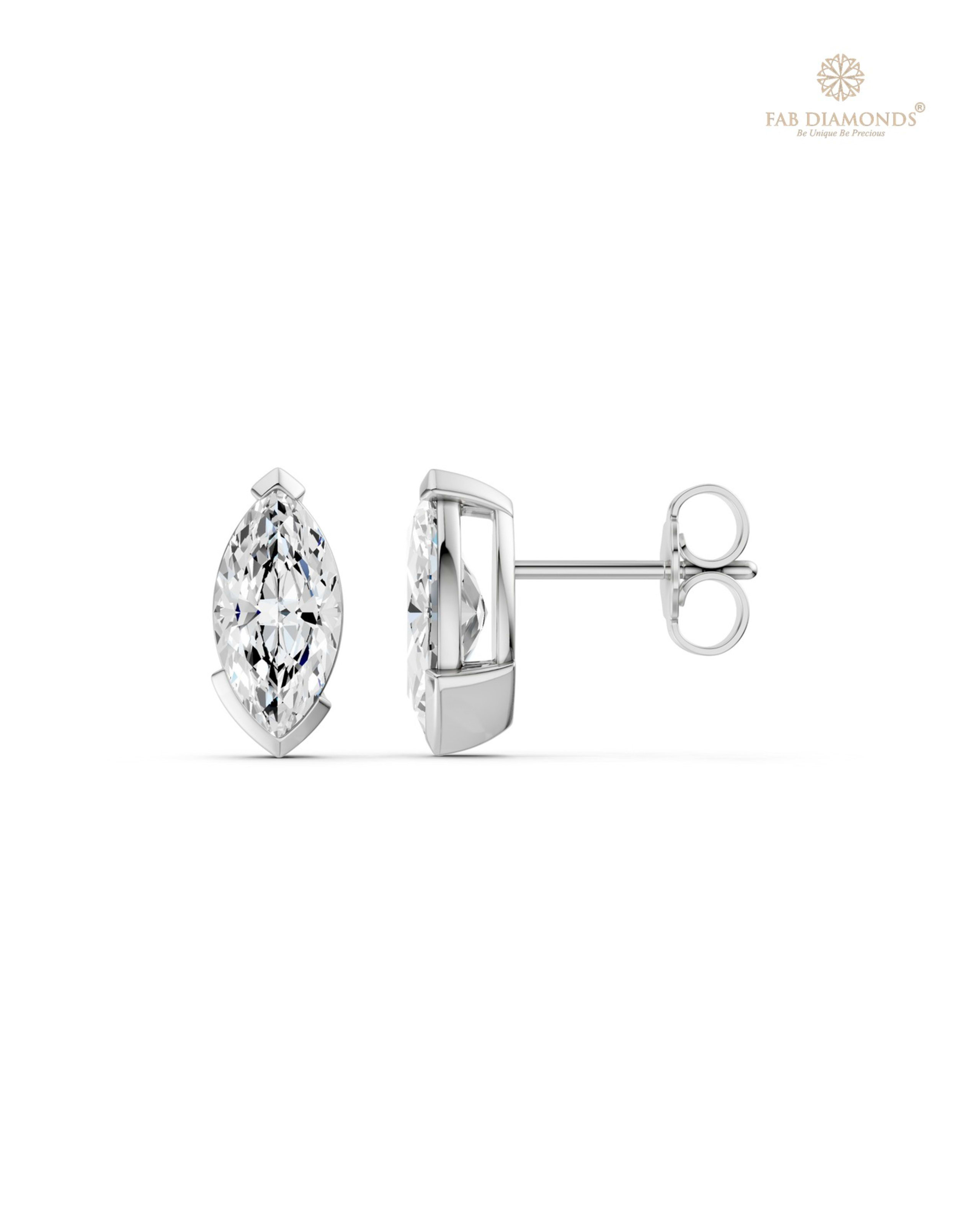 The ES11580 Diamond Halo Diamond Studs (2.01 Cts) on white atelier plate with FAB hallmark