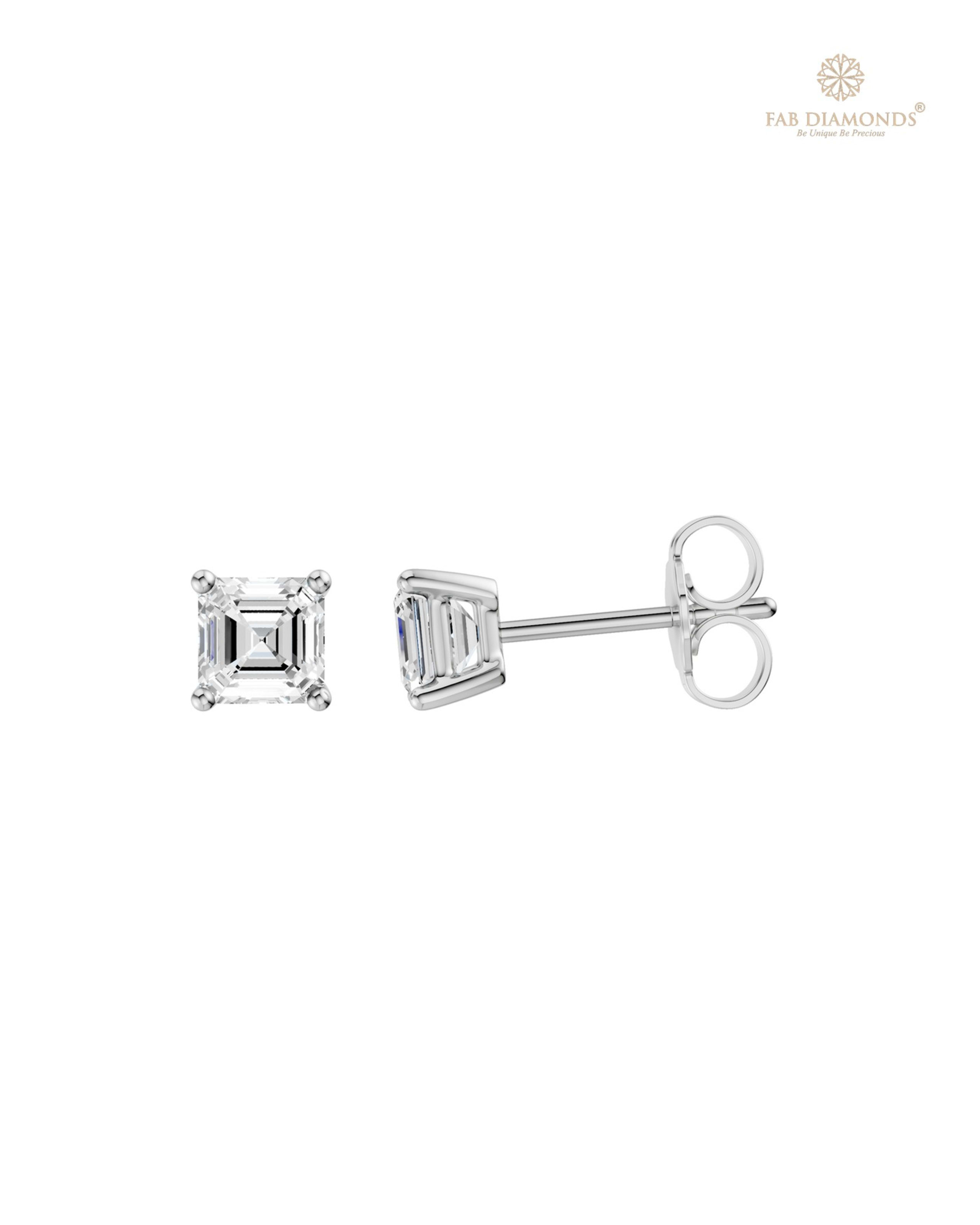 The ES11640 Classic Solitaire Diamond Studs (1.00 Cts) on white atelier plate with FAB hallmark