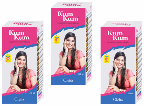 Kum Kum Herbal Tonic For Health And Beauty 200ml With 14 Capsules