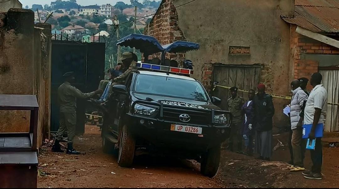 Police patrol at the scene of fire blaze in Nasana