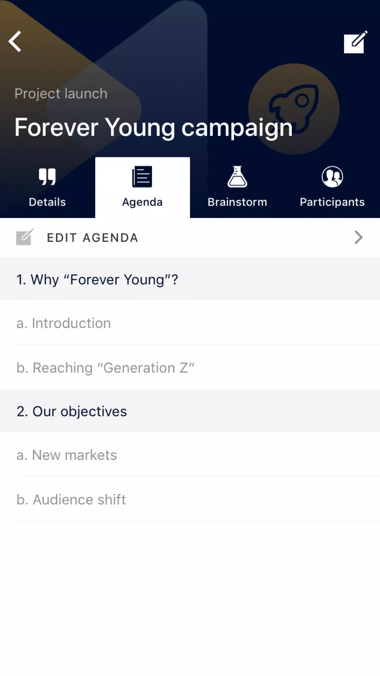 View agenda