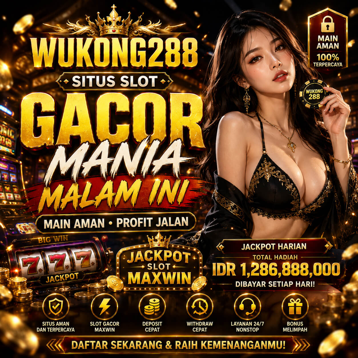 Thumbnail 1 of 3, Poster, WUKONG288 X thebiohackher : Situs Slot Gacor Mania Malam Ini, Main Aman Profit Jalan designed and sold by Wukong288.