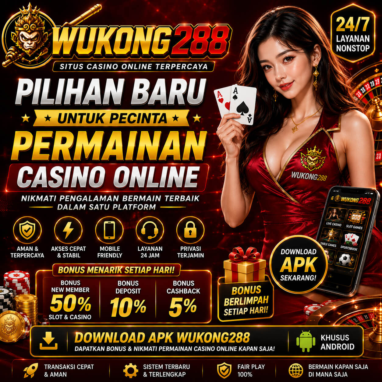 Thumbnail 1 of 3, Poster, WUKONG288 X kennelplanet – Pilihan Baru untuk Pecinta Permainan Casino Online designed and sold by Wukong288.