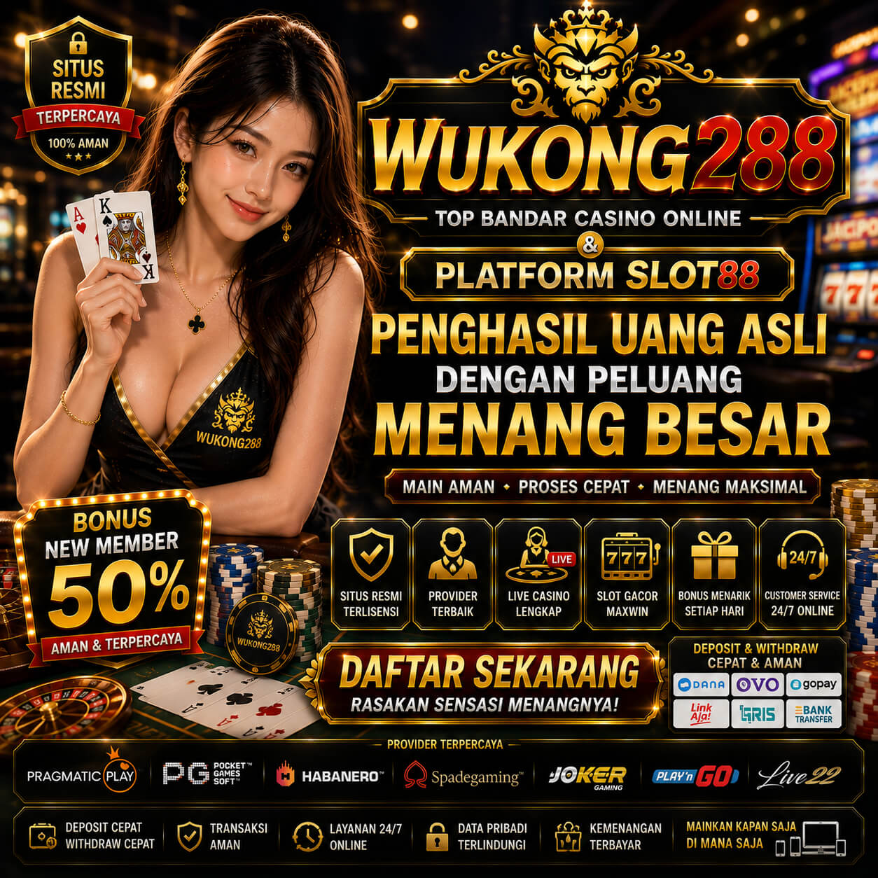 WUKONG288: Top Bandar Casino Online & Platform Slot88 Penghasil Uang Asli dengan Peluang Menang Besar by Hey siriusly