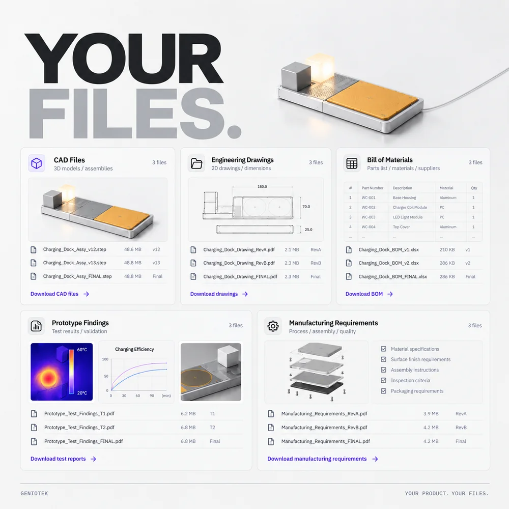 Illustrative product handover files