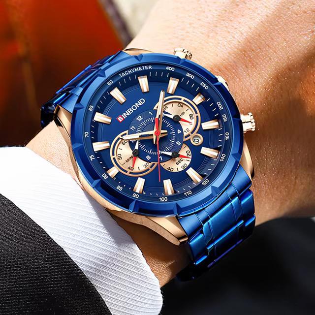 BINBOND W655 Fashion 3 Needles Quartz Men Watches