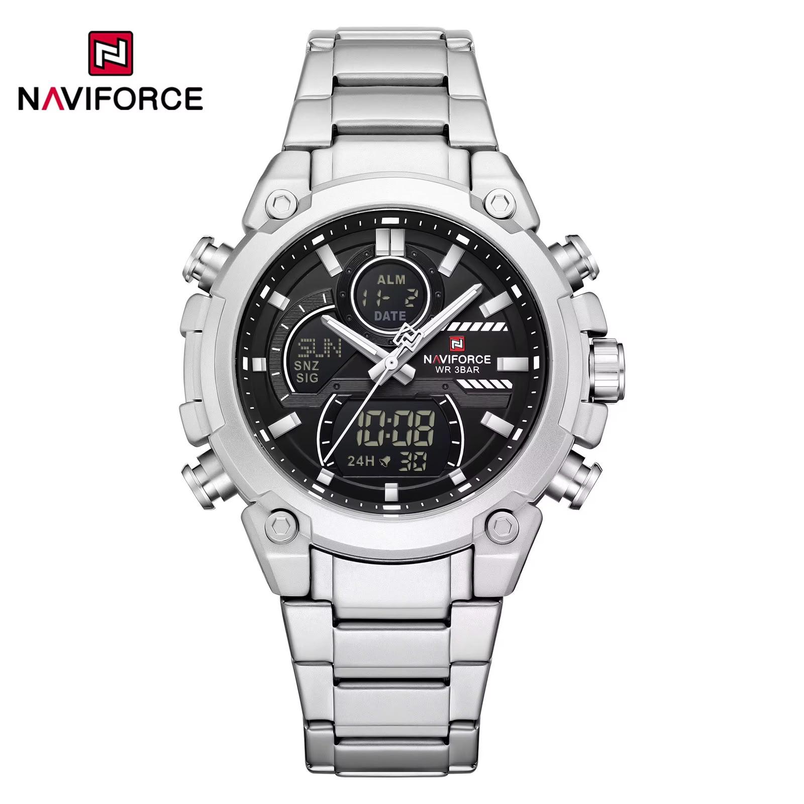 Naviforce 9278 analog-digital watch with stainless steel band