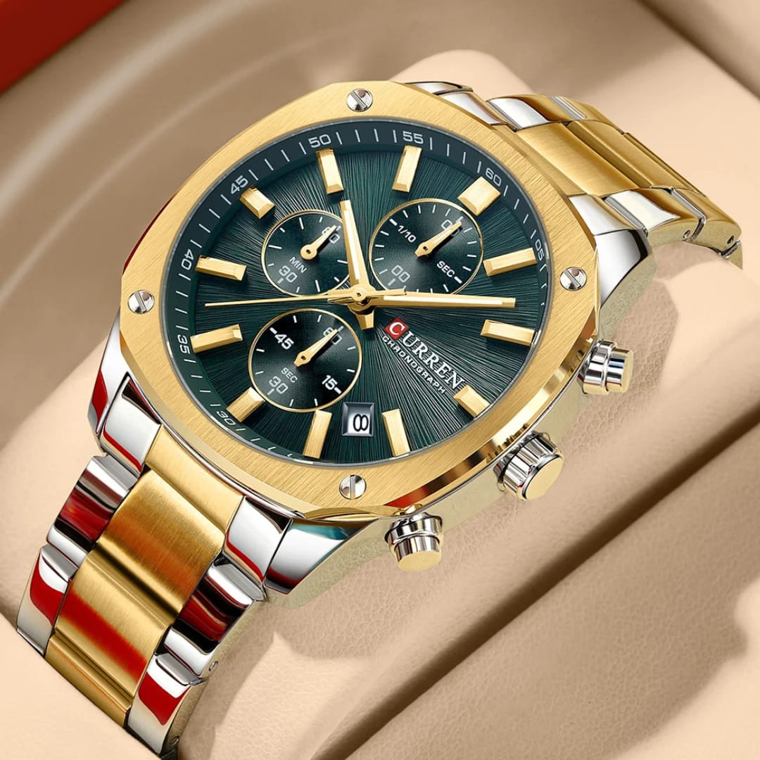 Curren 8490 chronograph men's watch with stainless steel case