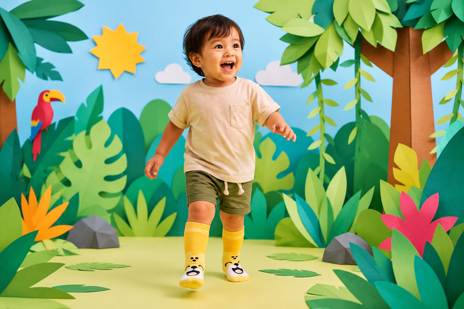 Toddler wearing Toto orangutan socks