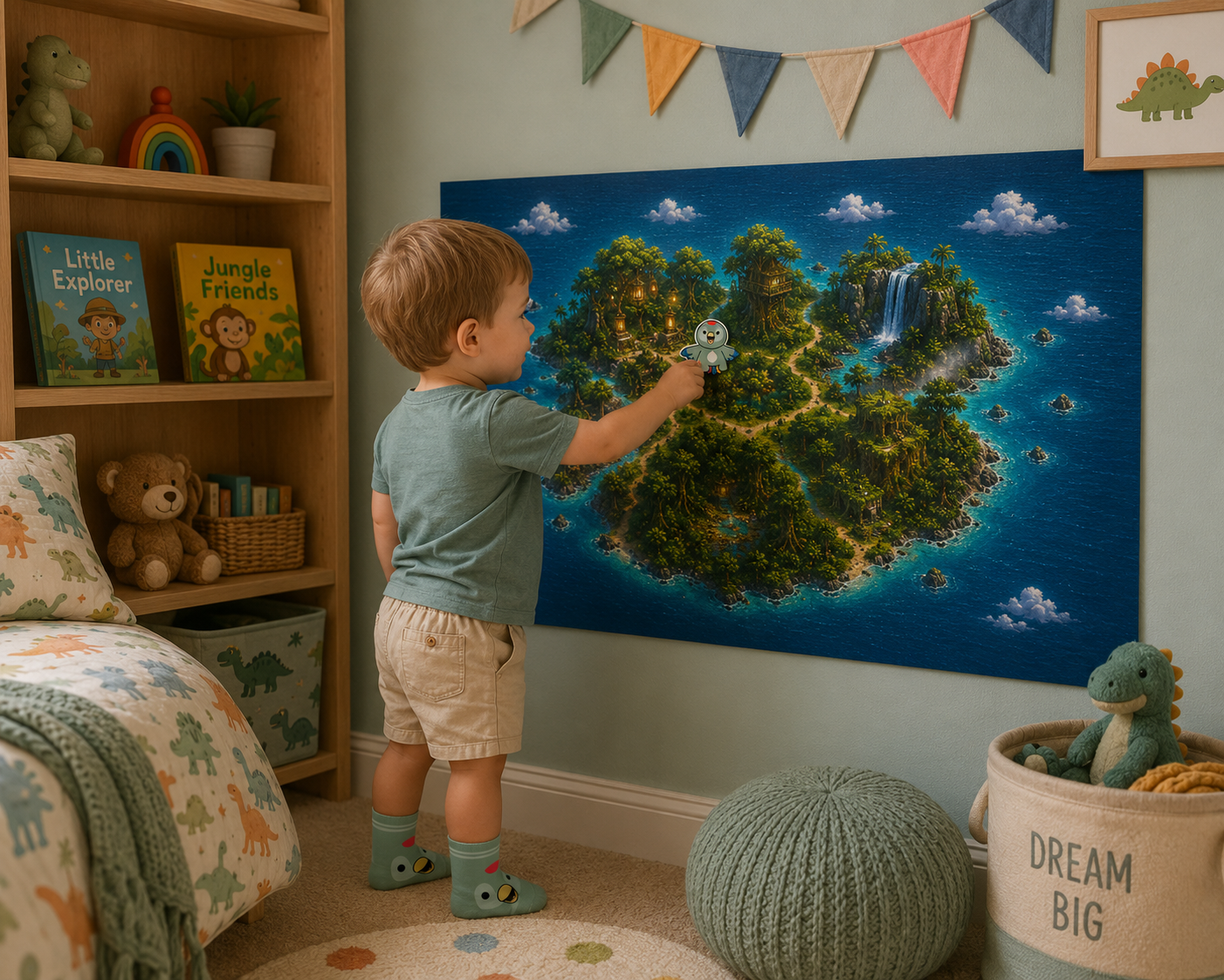 Child using the rainforest collector map