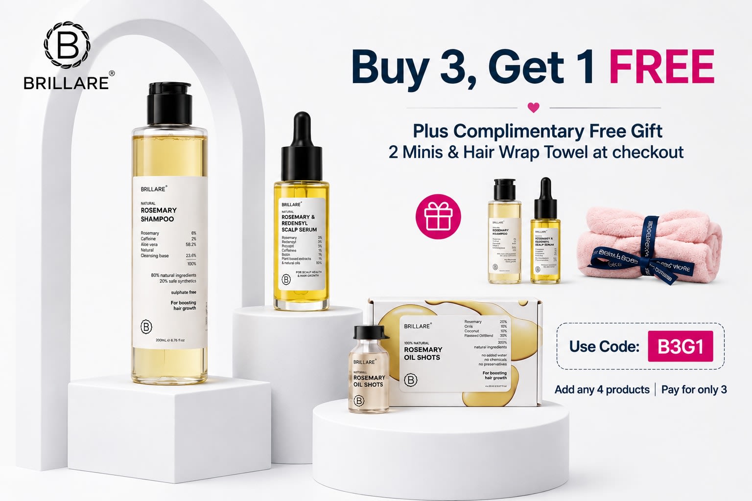 Buy 3, Get 1 + 2 Minis FREE