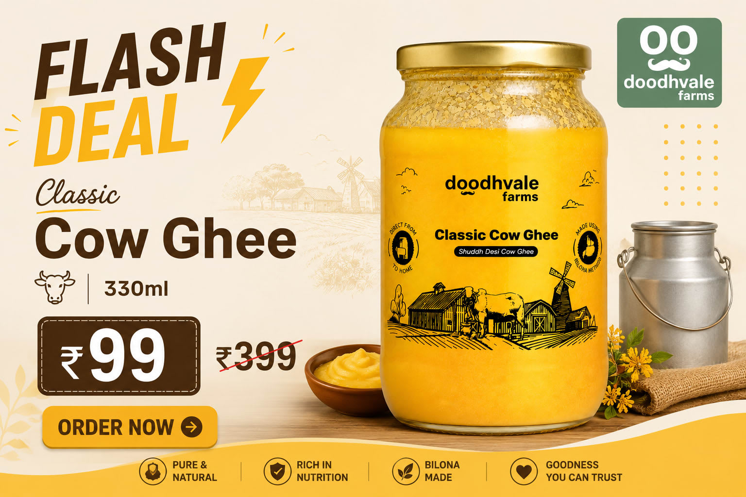 Classic Cow Bilona Ghee | 330ml