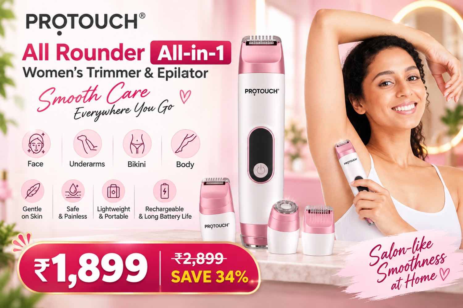 All Rounder All-in-1 Women’s Trimmer & Epilator