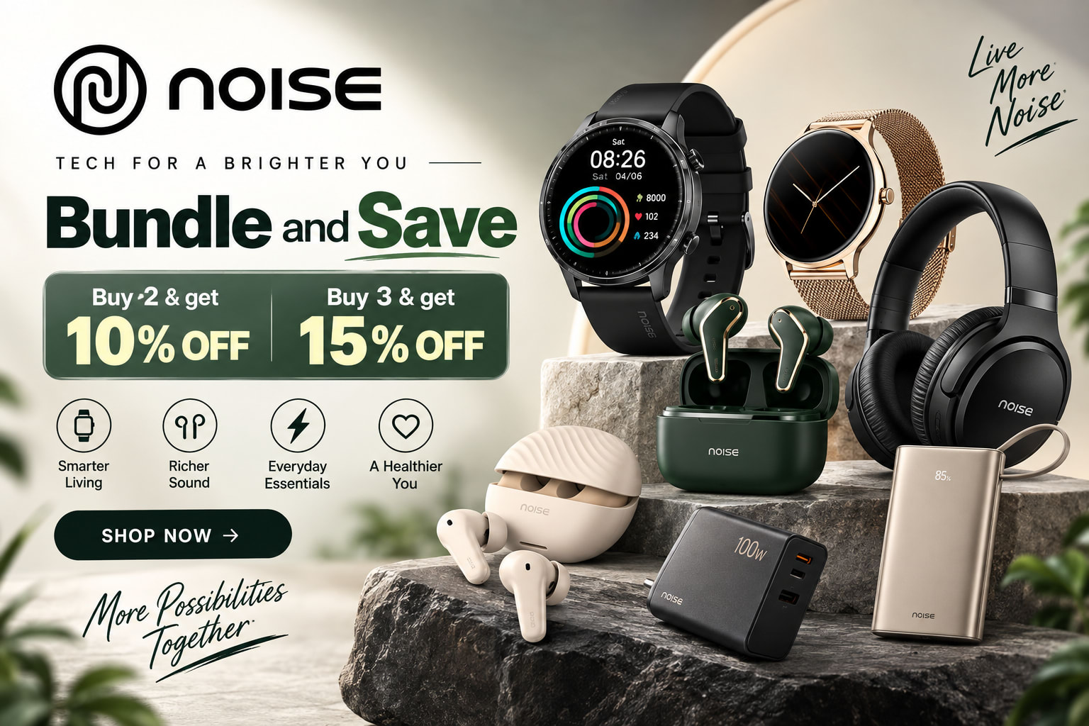Buy 2 & Get 10%, Buy 3 & Get 15%