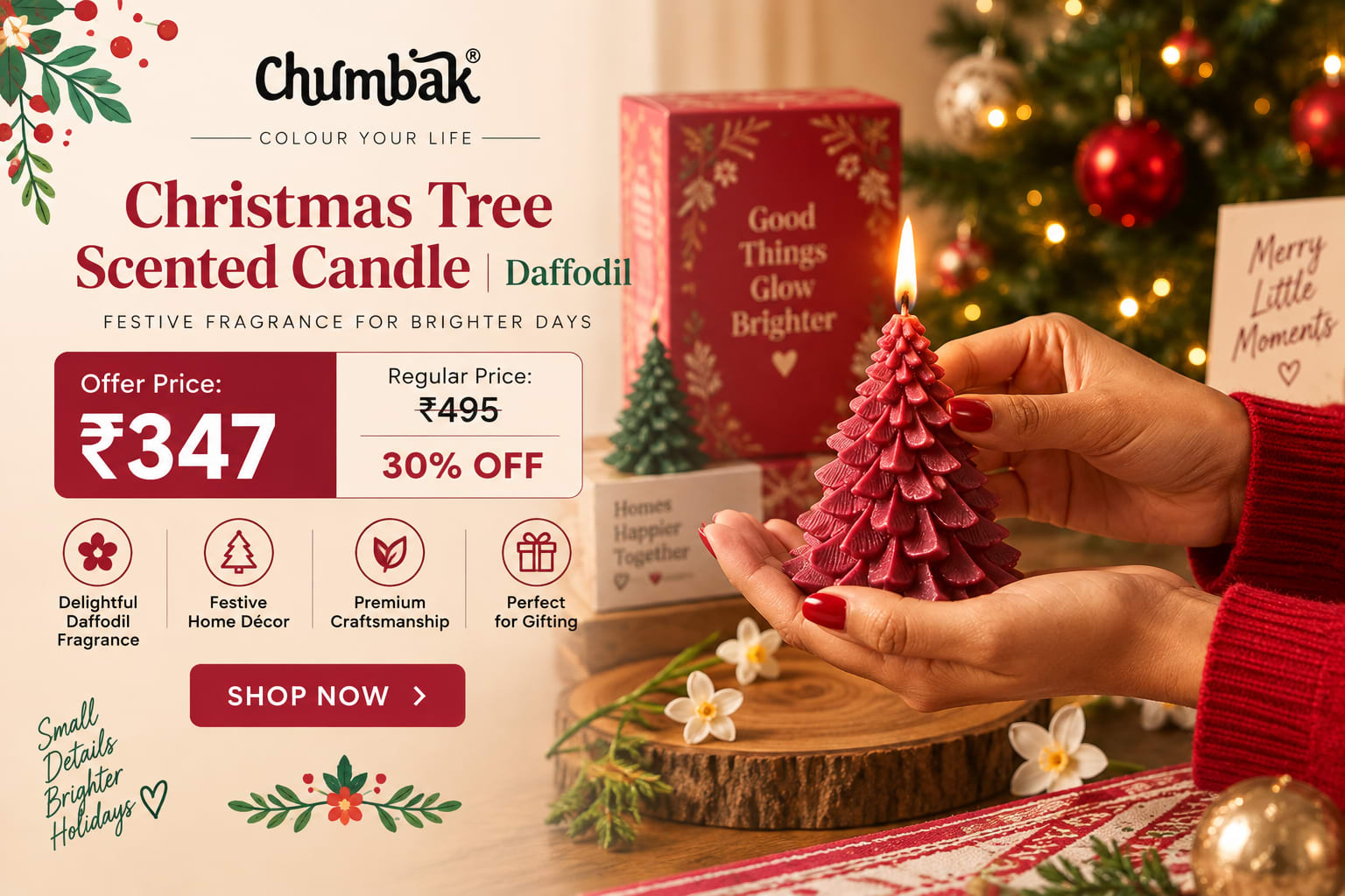 Christmas Tree Scented Candle | Daffodil