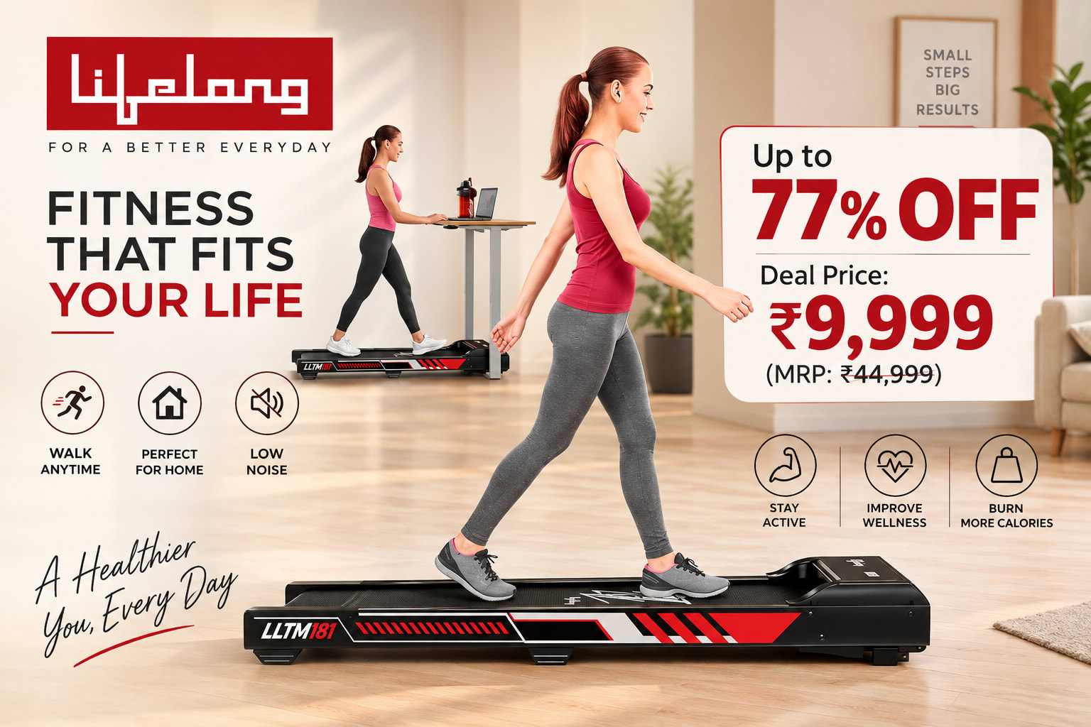 3HP Foldable Walking Pad Treadmill