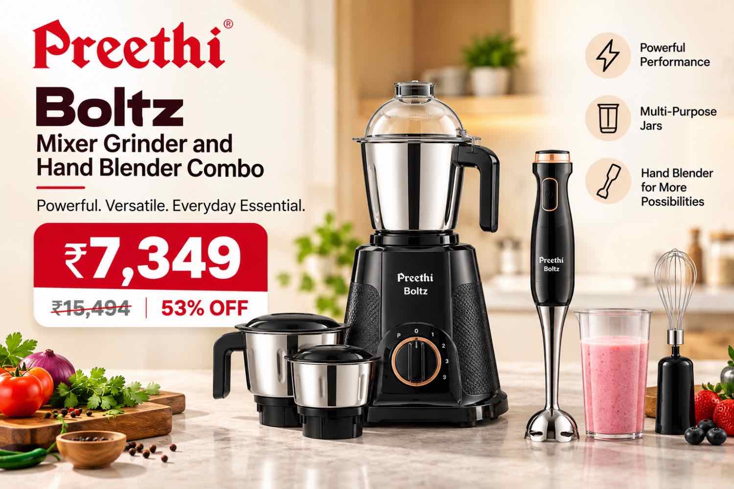 Boltz Mixer Grinder and Hand Blender Combo