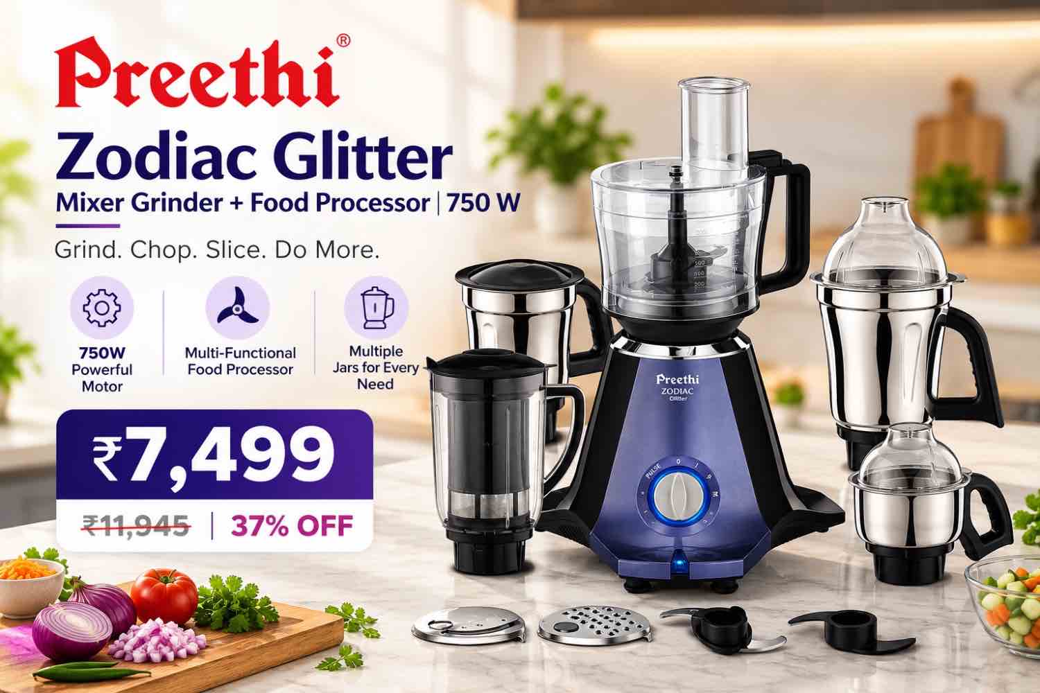 Zodiac Glitter Mixer Grinder+Food Processor