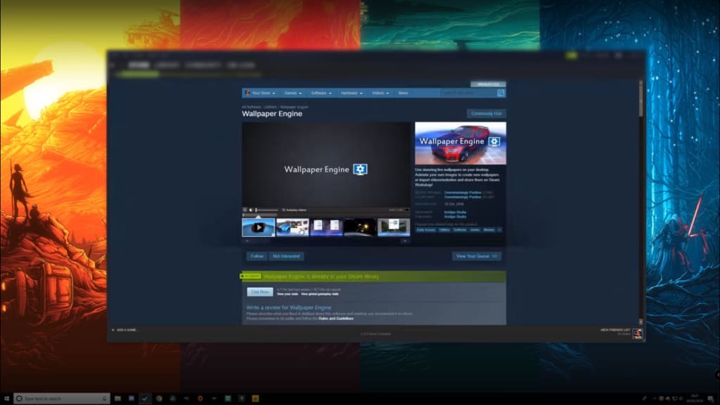 Steam Wallpaper Engine desktop software