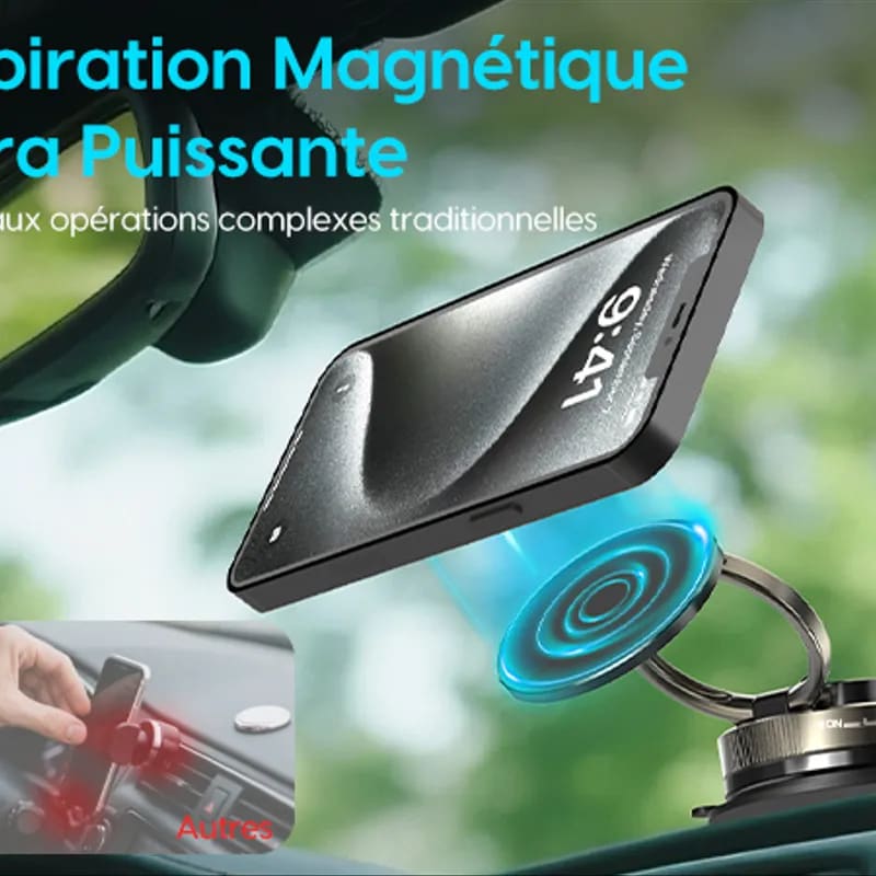 Support magnétique à vide pour téléphone