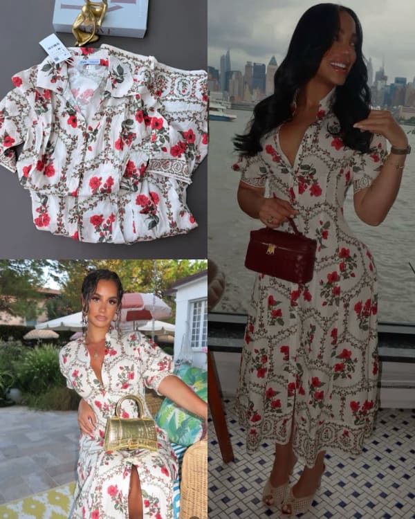 Vestido Camisero Flores Rojas
