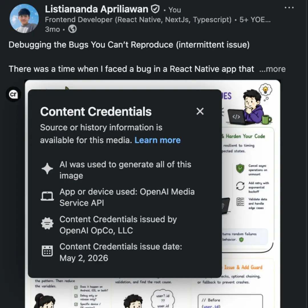 Expanded Content Credentials panel screenshot