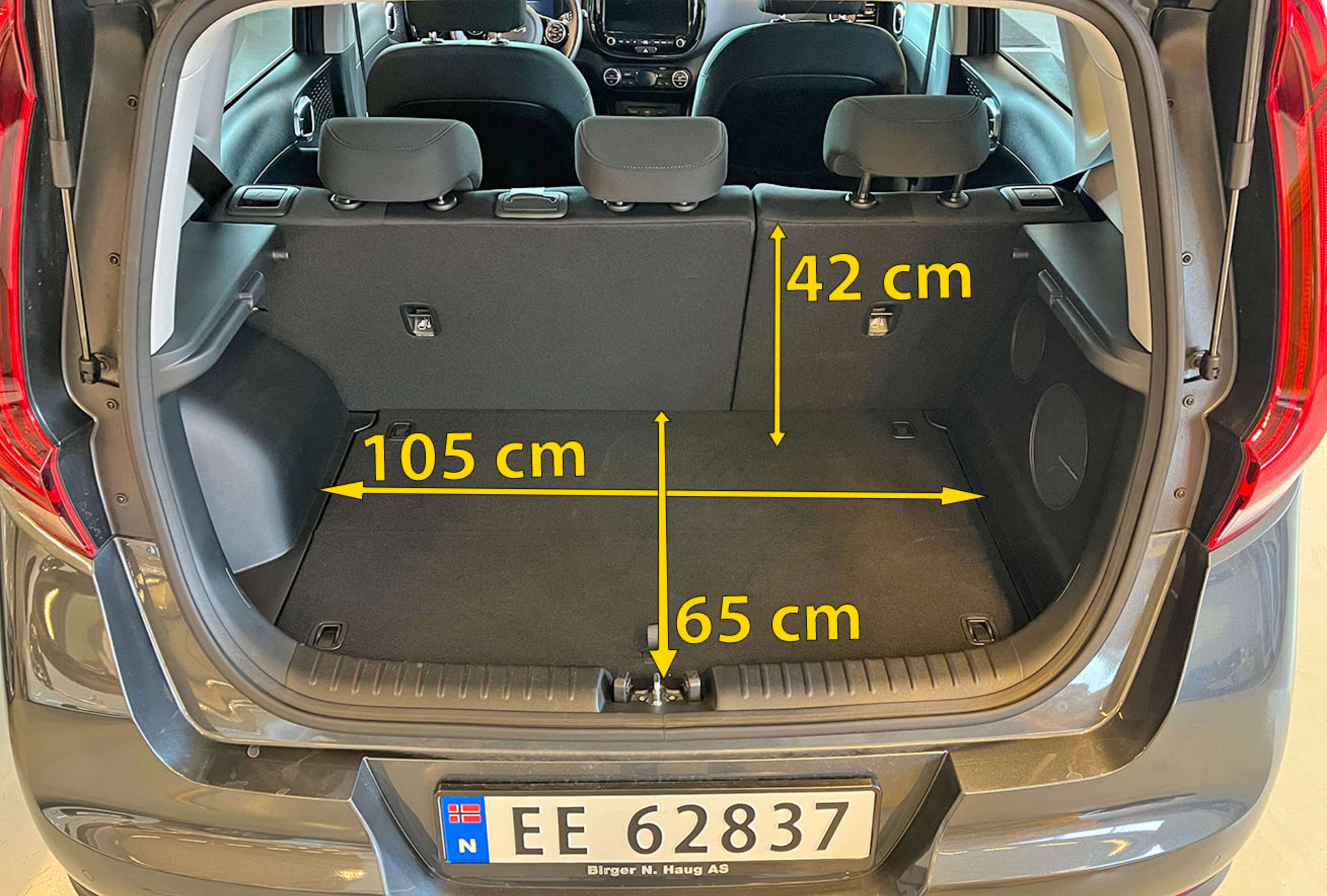 Kia e-Soul bagasjerom, mål
