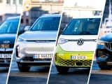 Bilder av fire elbiler klippet sammen i samme bilde