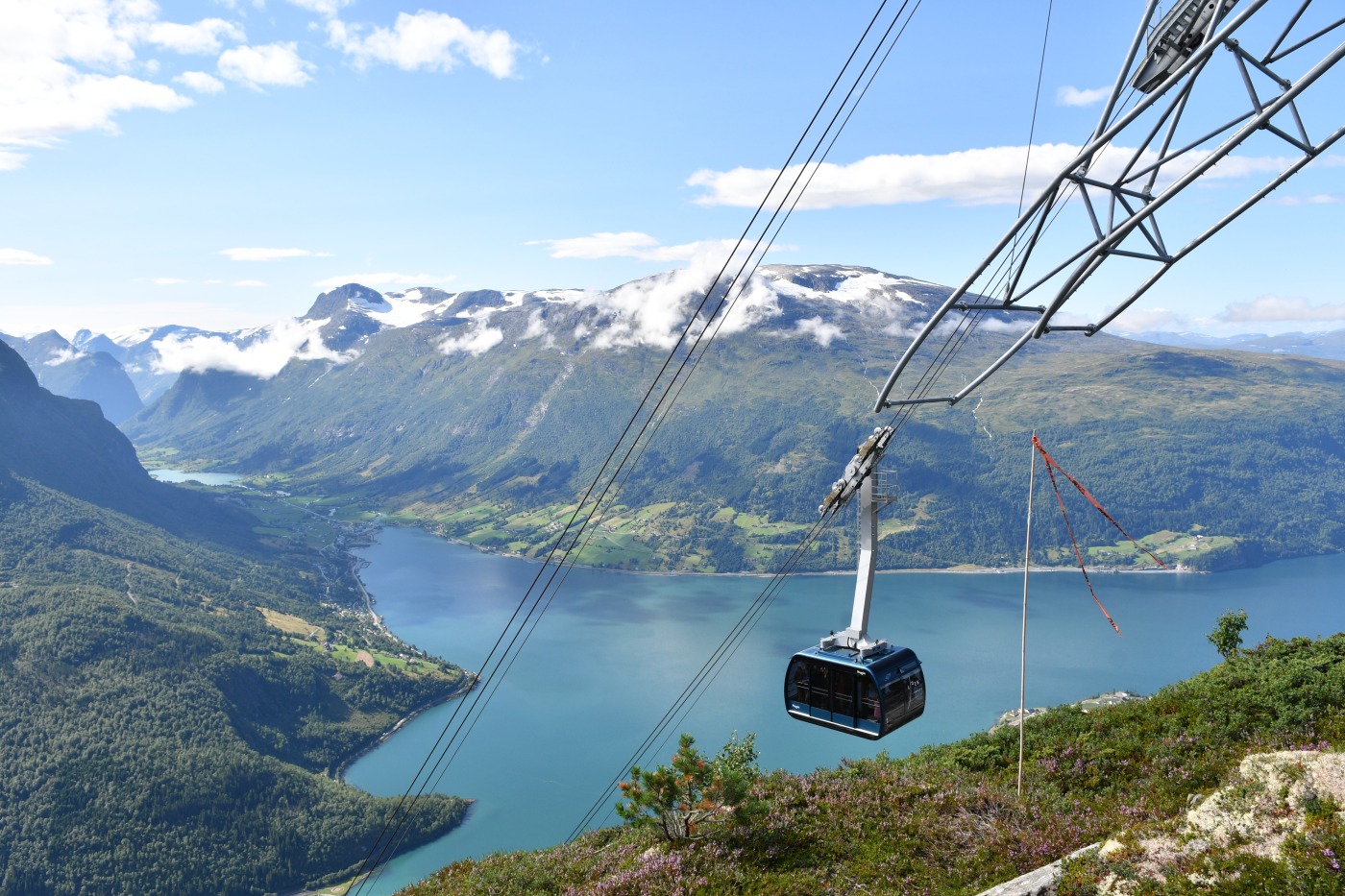 Få AI til å finne severdighetene langs ruta. En tur med Sky-Liften i Loen er vel verd pengene. Utsikten og opplevelsen er magisk.  