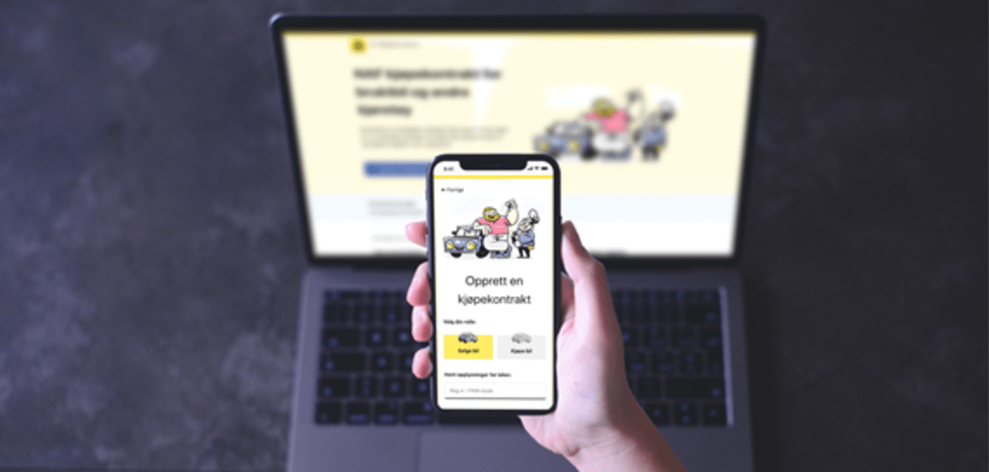 opprette kjøpskontrakt på mobil