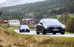 Mercedes Benz EQS 450+ på vei elbiltest 2022